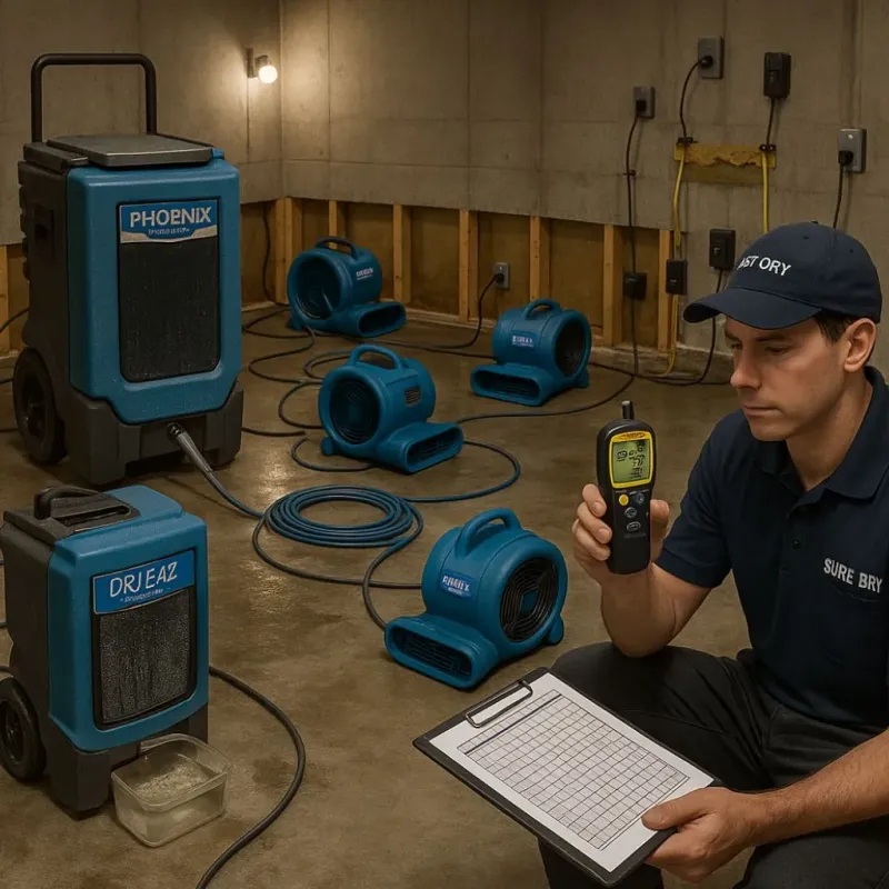 Structural Drying and Dehumidification process in Wynne, AR